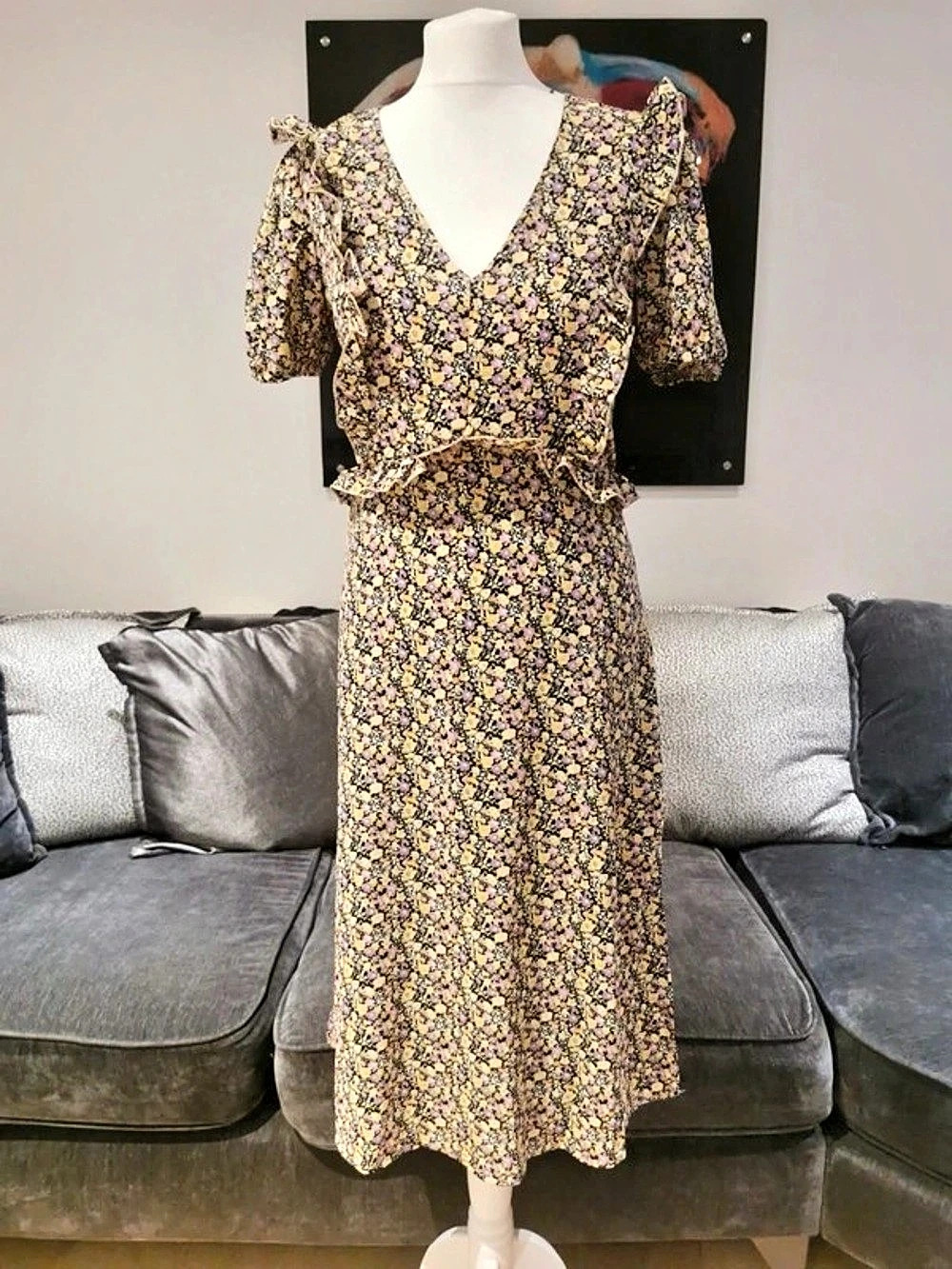 Floral Maxi Dress in Yellow & Black